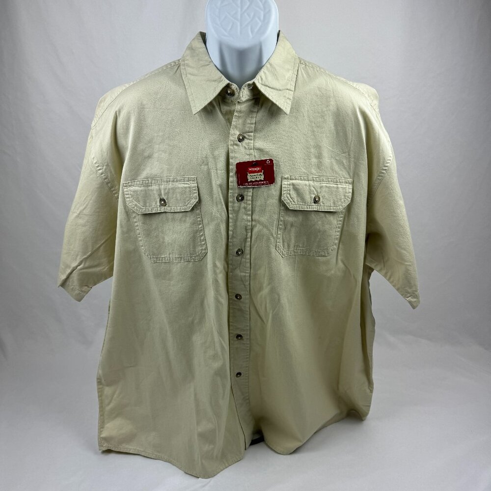 Wrangler Regular Fit Button Up Shirt Men's Ivory Short Sleeve Size 2XL NWT